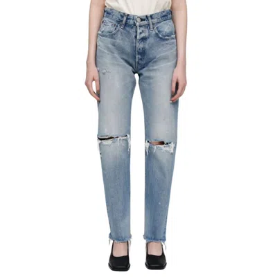 Moussy Odessa Straight Jeans In Medium Wash In Multi