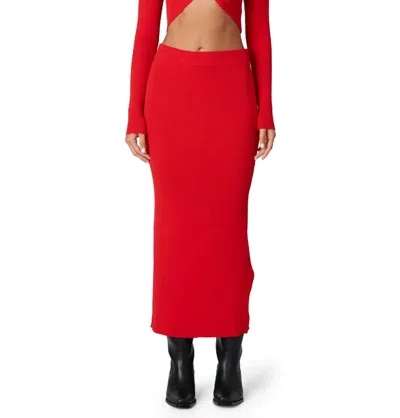 Nia Paris Knit Midi Skirt In Cherry In Red