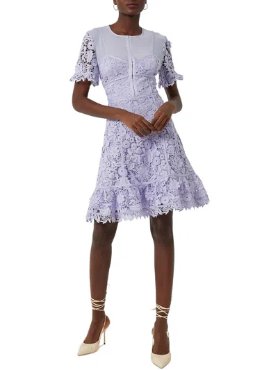 French Connection Womens Lace Floral Fit & Flare Dress In Purple