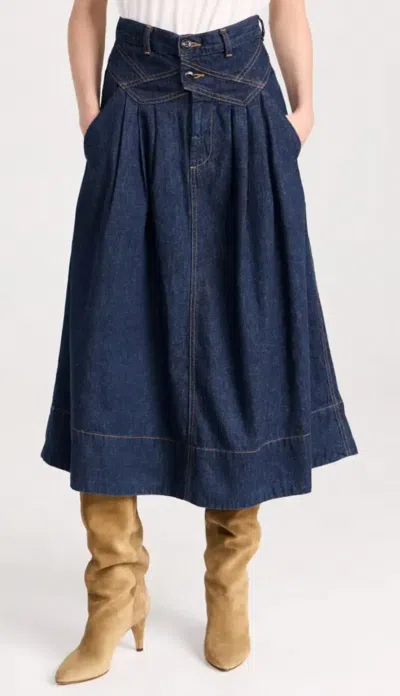 The Great The Field Skirt In Rinse Wash In Blue