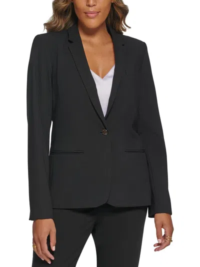 Calvin Klein Womens Solid Polyester One-button Blazer In Black