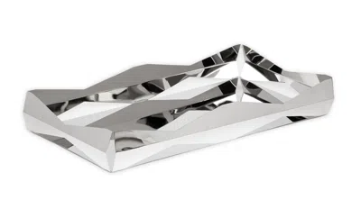 Classic Touch Decor Stainless Steel Oblong Tray With V Design In Metallic