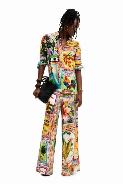 Desigual Stella Jean Arty Postcard Shirt In Material Finishes