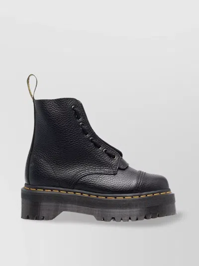 Dr. Martens' Chunky Lace-up Leather Boots In Black