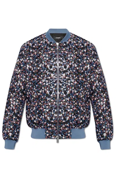 Dsquared2 Blossoms Floral-embroidery Sequinned Jacket In Black
