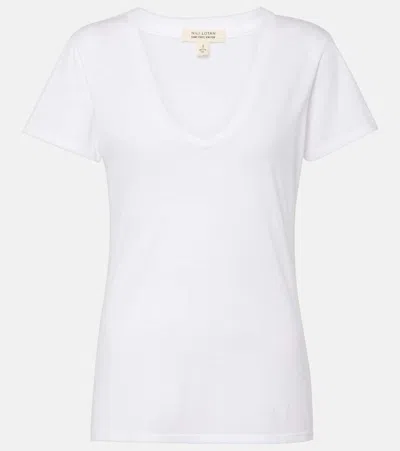 Nili Lotan V-neck Cotton T-shirt In White