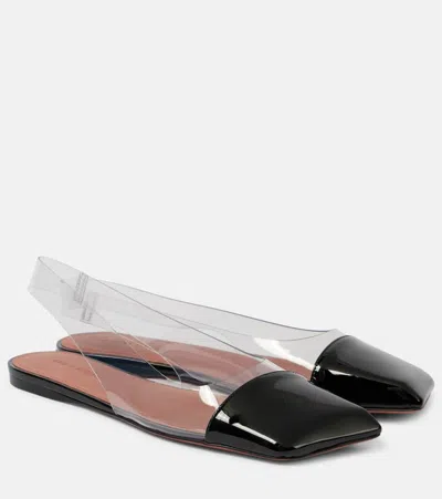 Amina Muaddi Ane Glass Pvc And Patent Leather Slingback Flats In Multi