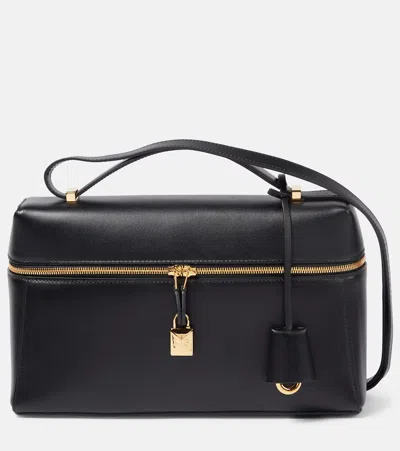 Loro Piana Extra Bag L27 Leather Saddle Bag In Black