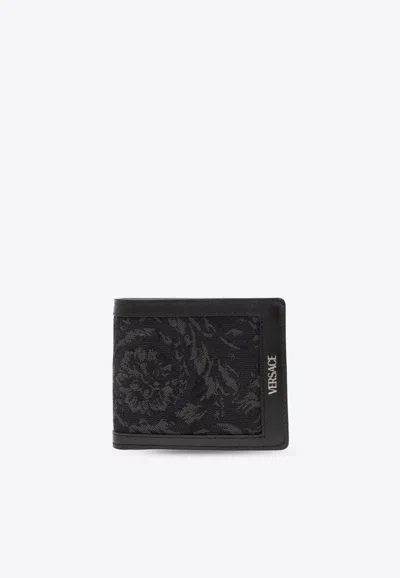 Versace Barocco Jacquard Wallet In Black