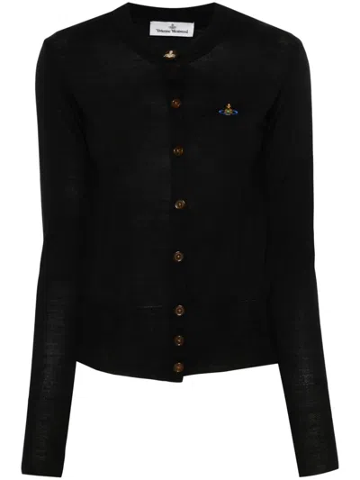 Vivienne Westwood Bea Wool And Silk Blend Cardigan In Black