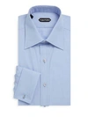 Tom Ford Slim-fit Cutaway-collar Checked Cotton-poplin Shirt In Blue