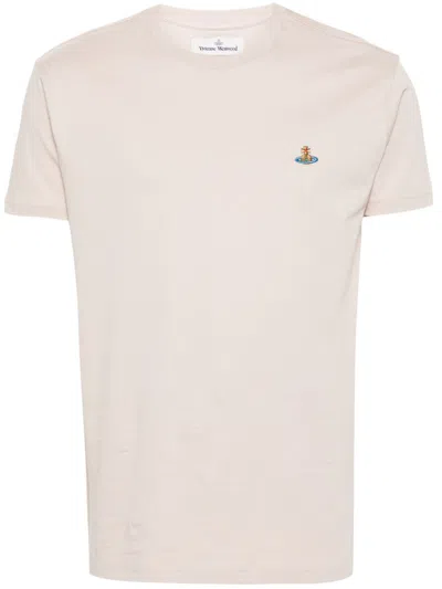 Vivienne Westwood T-shirt Mit Orb-logo-stickerei In Grey