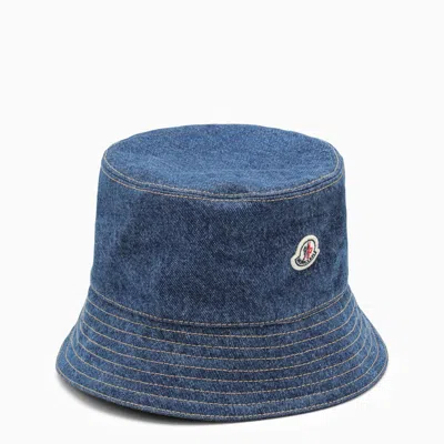 Moncler Blue Denim Hat With Logo