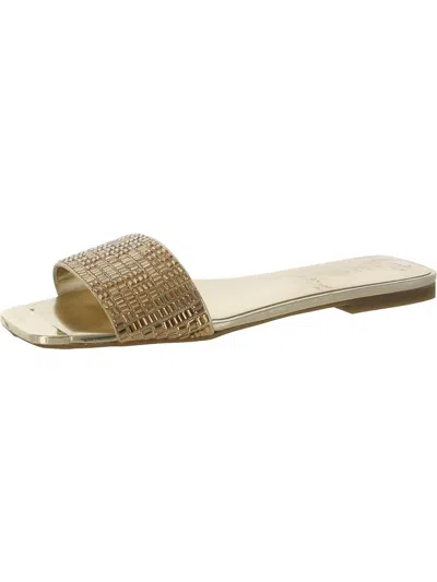 Inc Pabla Womens Faux Leather Slide Sandals In Gold