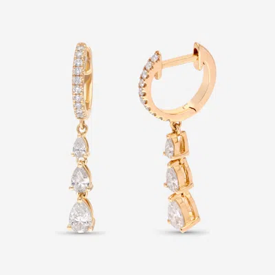 Ina Mar 14k Gold, Pear And Round Shaped Diamond 0.95ct. Tw. Drop Earrings Imkgk29 In Silver