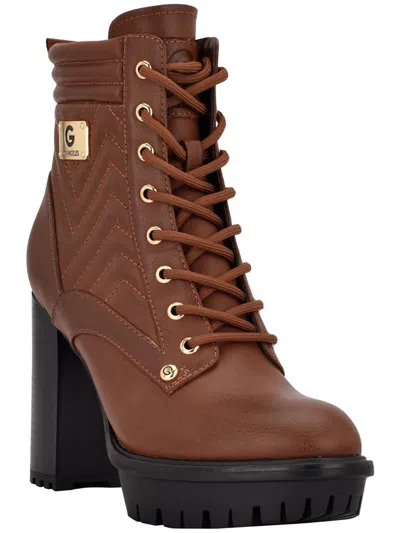 Gbg Los Angeles Selia Womens Faux Leather Ankle Boots In Brown