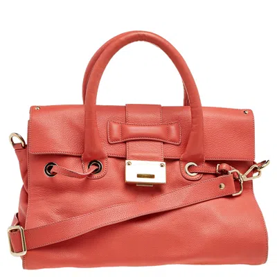 Jimmy Choo Coral Leather Rosalie Satchel In Pink