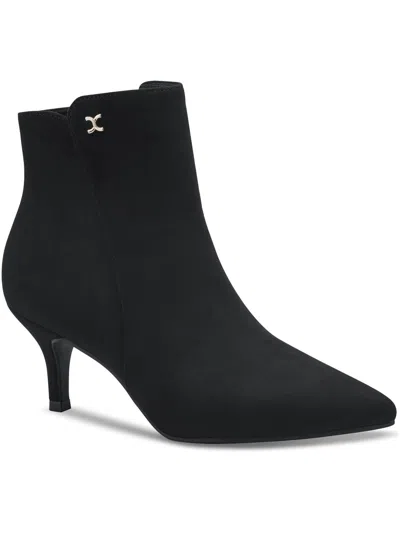 Charter Club Carminee Womens Faux Suede Pointed Toe Booties In Black