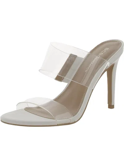 Bcbgeneration Jordie Womens Faux Leather Transparent Slide Sandals In White