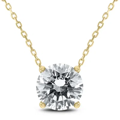 Sselects Ags Certified 1 Carat Floating Round Diamond Solitaire Necklace In 14k In Silver