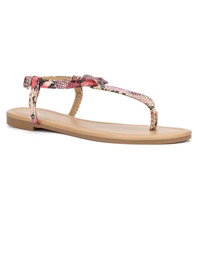New York And Company Womens Faux Leather T-strap Sandals In Multi