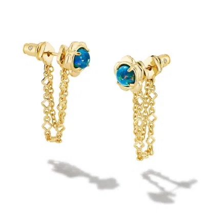 Kendra Scott Women's Susie Gold Ear Jacket Earrings In Marine Kyocera Opal In Blue