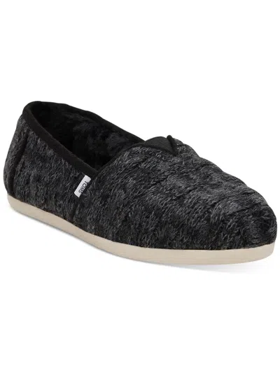 Toms Alpargata Womens Faux Fur Loafers In Black