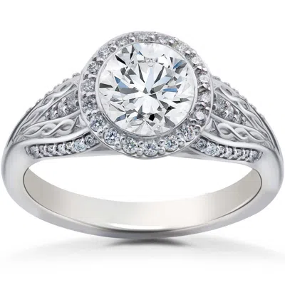 Pompeii3 3/4 Ct Lab Created Diamond Vintage Halo Zoe Engagement Ring White Gold 14k In Multi