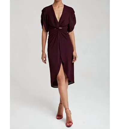 Krisa Twist Front Dress In Wine In Red