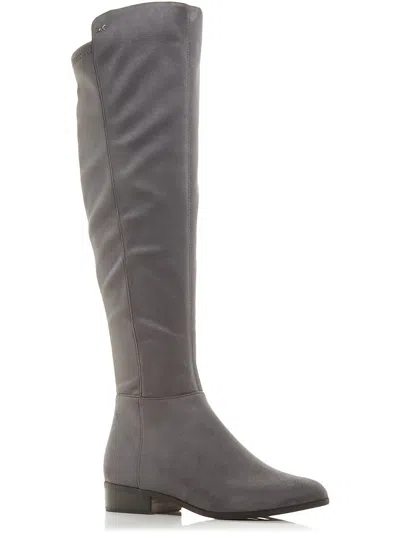 Michael Kors Bromley Flat Boot Womens Comfort Insole Faux Suede Knee-high Boots In Grey