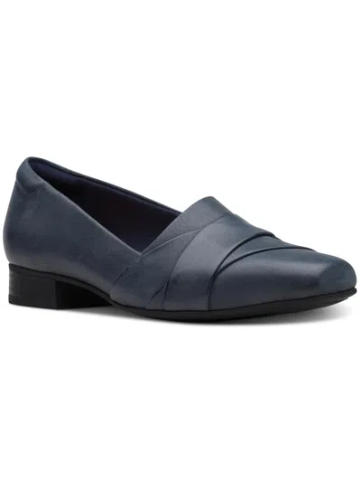 Clarks Tilmont Clara Womens Leather Block Heel Loafers In Blue