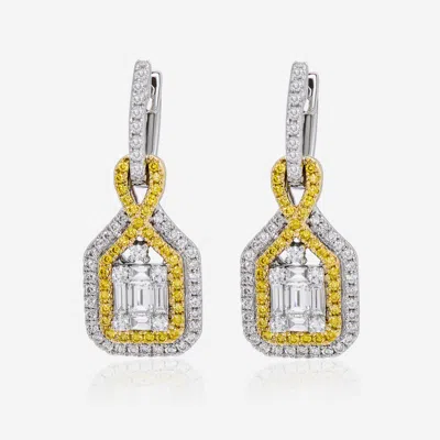 Gregg Ruth 14k Gold,diamond 1.13ct. Tw. And Fancy Yellow Diamond Drop Earrings In Silver