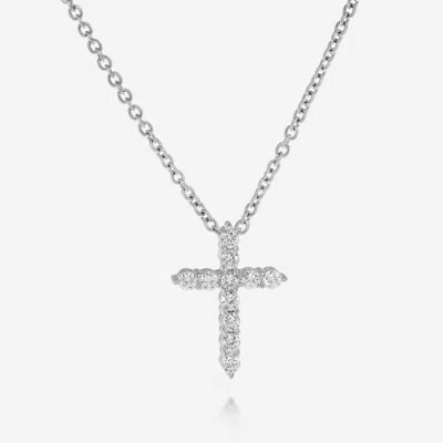 Ina Mar 18k Gold, Diamond 0.28ct. Tw. Cross Pendant Necklace In Silver