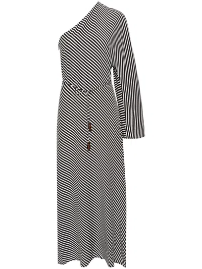 Faithfull The Brand Gino Silk Maxi Dress In Toscano Stripe Black