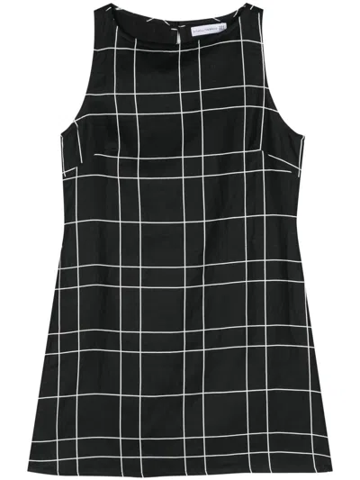 Faithfull The Brand + Net Sustain Lui Belted Checked Linen Mini Dress In Black