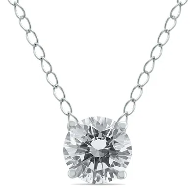 Sselects 1/4 Carat Floating Round Diamond Solitaire Necklace In 14k In Silver