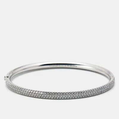 Tiffany & Co Tiffany Metro Three Row Diamonds 18k Gold Bracelet In Silver