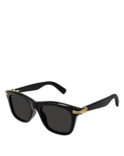 Cartier 53mm Square Sunglasses In Black/gray Solid