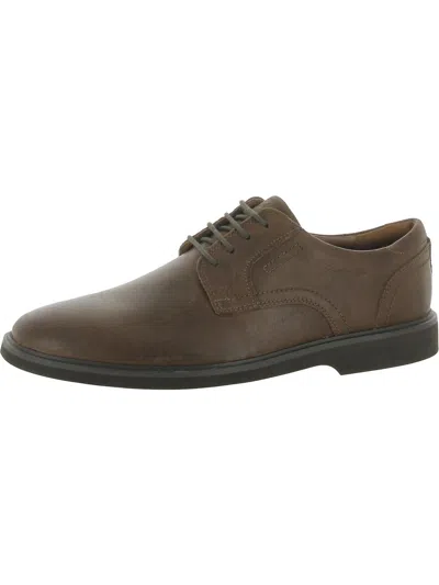 Clarks Malwodd Lace Mens Leather Round Toe Oxfords In Brown