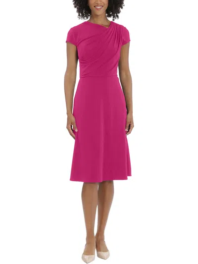 Maggy London Womens Pleated Matte Jersey Wear To Work Dress In Pink