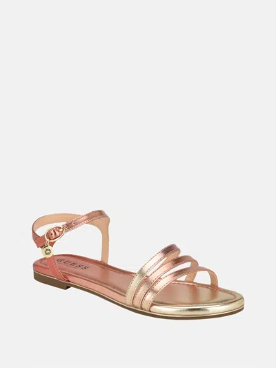 Guess Factory Lyndy Patent Faux-leather Sandals In Gold