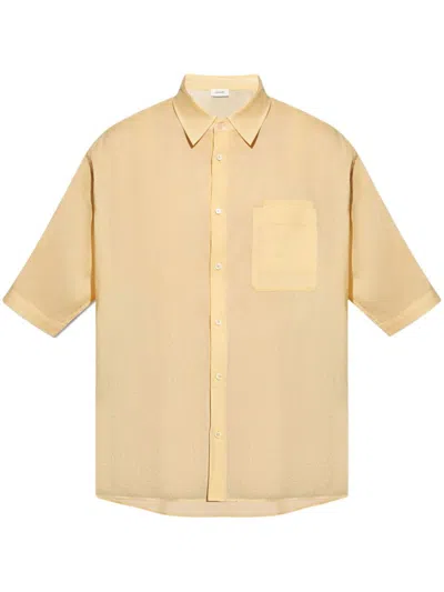 Lemaire Double Pocket Ss Shirt Clothing In Yellow & Orange