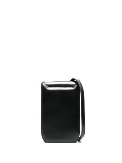 Lemaire Small Calepin Leather Messenger Bag In Black