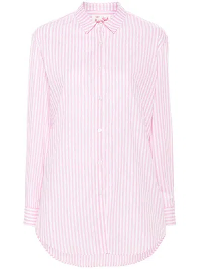 Mc2 Saint Barth Striped Cotton Shirt In Pink