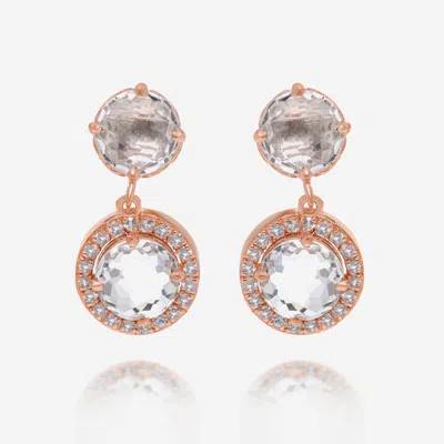 Suzanne Kalan 14k Rose Gold Andsapphire Drop Earrings Pe161-rgwt In Silver