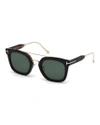 Tom Ford Women's Alex Brow Bar Square Sunglasses, 50mm In Shiny Black/green Solid