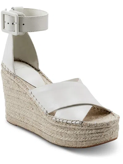 Marc Fisher Womens Leather Round Toe Wedge Heels In White