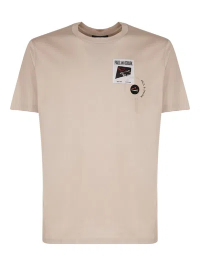 Paul & Shark Logo Patch T-shirt Clothing In Nude & Neutrals