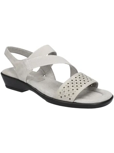 Easy Street Ursina Womens Cushioned Footbed Faux Leather Strappy Sandals In White