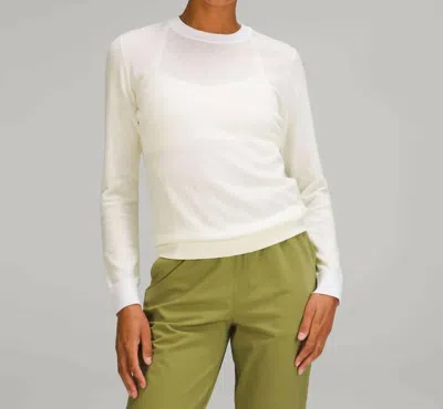 Lululemon Silk Blend Crew Sweater In Lemon Sorbet In White